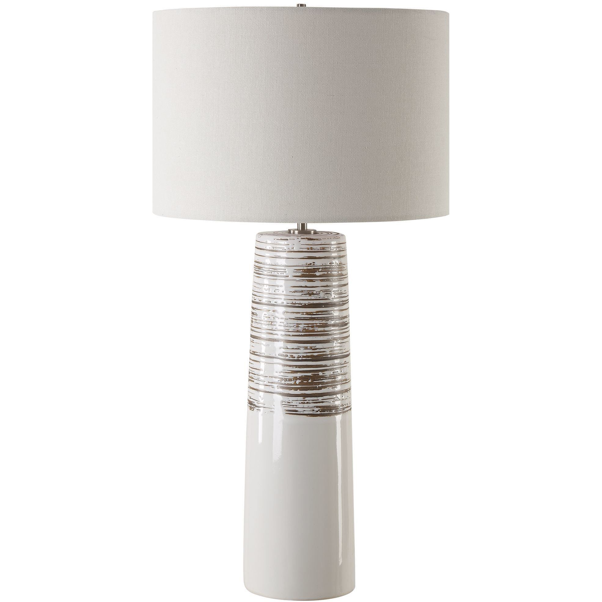 Haven 29.5 inch 150.00 watt White Glaze and Brushed Plated Nickel Table Lamp Portable Light