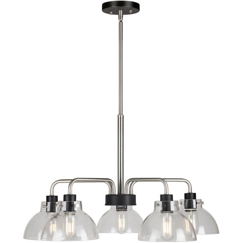 Della 5 Light 26 inch Black and Brushed Nickel Chandelier Ceiling Light