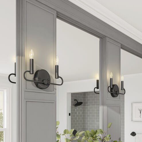 Summit 2 Light 14 inch Matte Black Vanity Light Wall Light