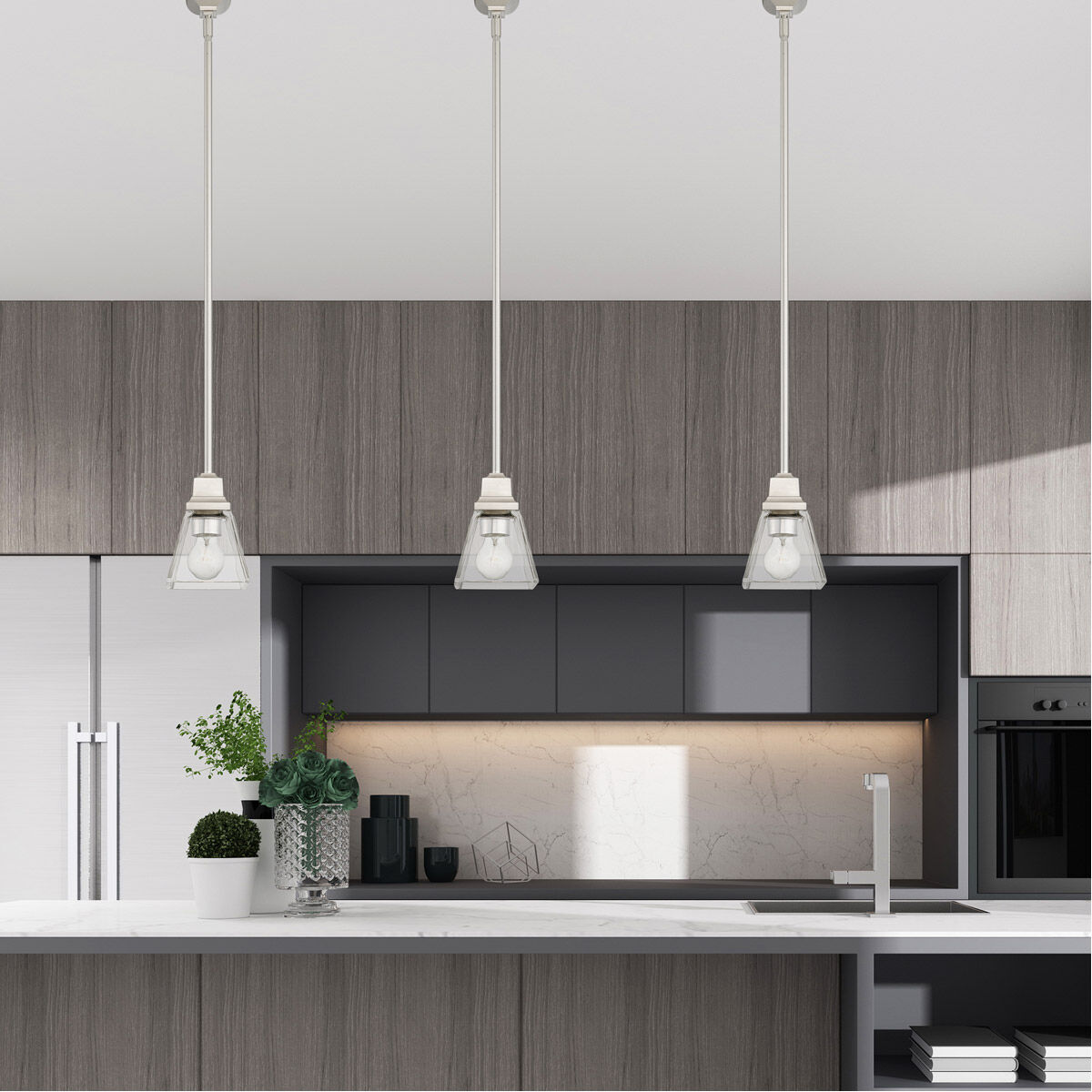 Mission 1 Light 5 inch Brushed Nickel Pendant Ceiling Light