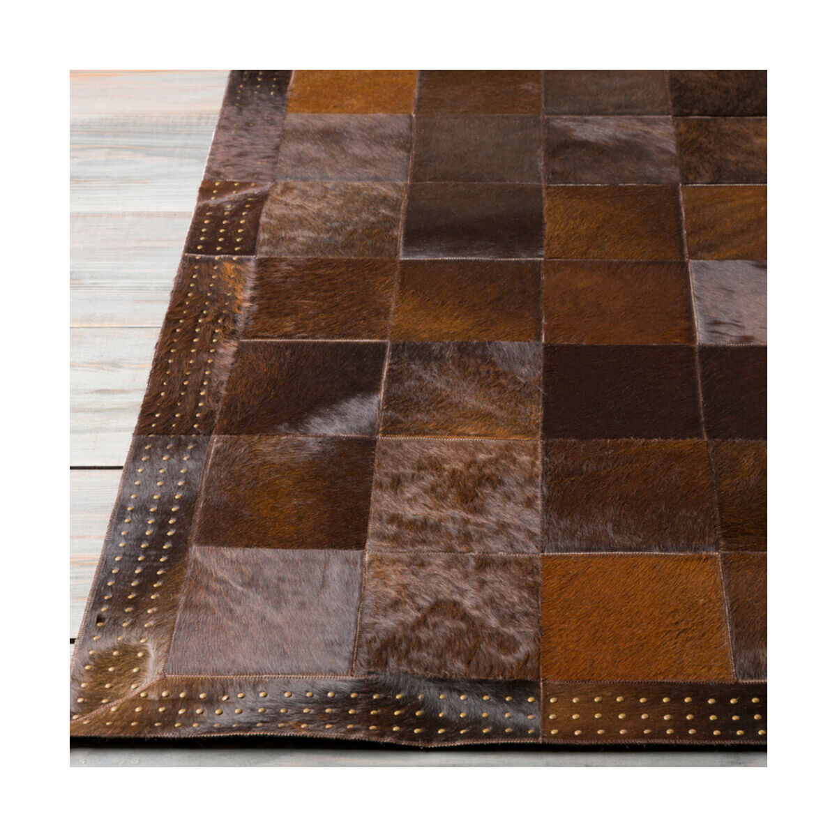 Vegas 108 X 72 inch Dark Brown/Metallic - Champagne Rugs, Hair On Hide