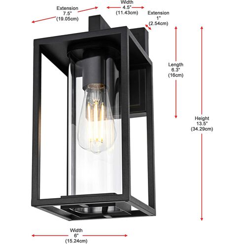 Memphis 1 Light 13.5 inch Black Outdoor Wall Sconce