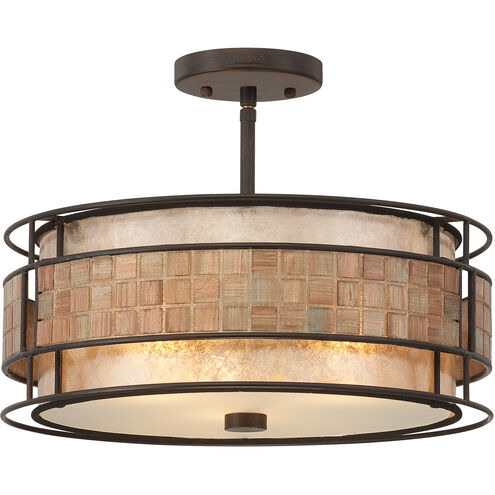 Laguna 3 Light 16 inch Renaissance Copper Semi-Flush Mount Ceiling Light, Naturals