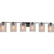 Fusion 6 Light 54 inch Matte Black Bath Bar Wall Light in Square with Flat Rim, Incandescent, Seeded Fusion