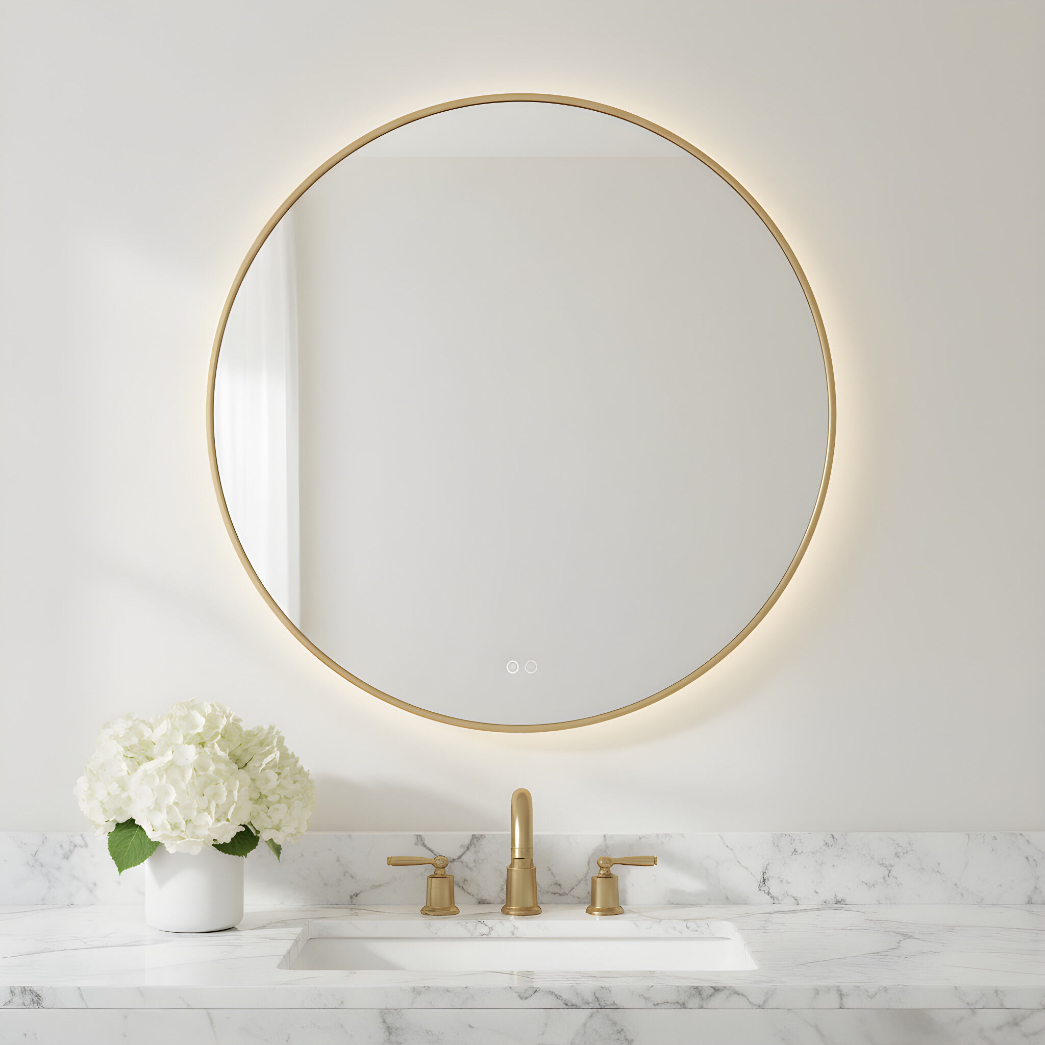 Cadre 36 X 36 inch Satin Brass Backlit Wall Mirror