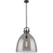 Newton Bell 1 Light 18 inch Matte Black Pendant Ceiling Light in Light Smoke Glass