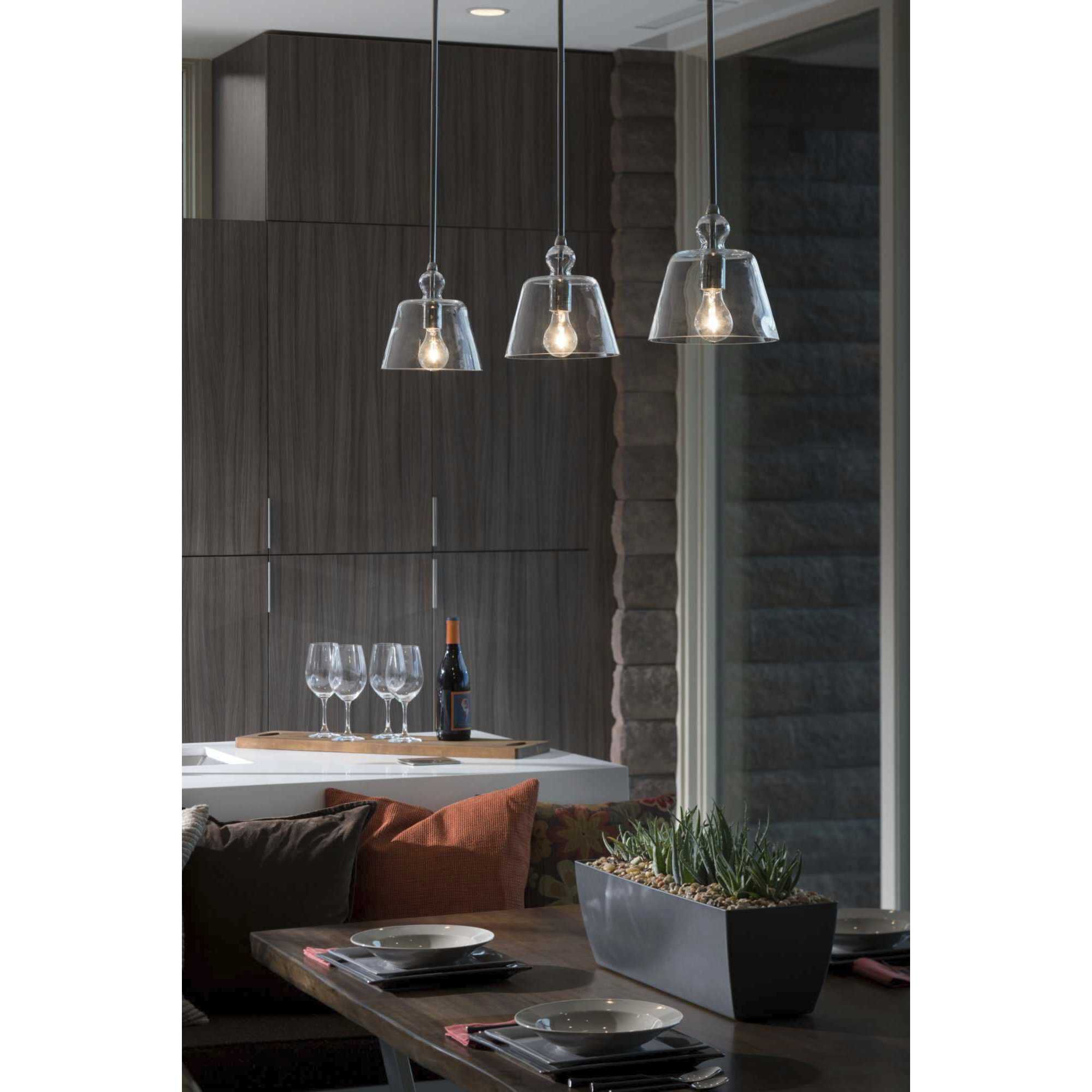 Glass Pendants 1 Light 8 inch Polished Nickel Mini-Pendant Ceiling Light