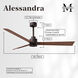 Atlas Alessandra 56 inch Textured Bronze with Walnut Tone Blades Ceiling Fan