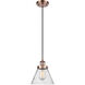 Ballston Large Cone 1 Light 8 inch Antique Copper Mini Pendant Ceiling Light in Seedy Glass