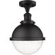 Franklin Restoration Hampden 1 Light 9 inch Matte Black Semi-Flush Mount Ceiling Light in Seedy Glass