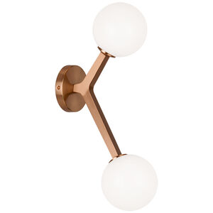 Rami 2 Light 5.38 inch Aged Gold Brass Wall Sconce Wall Light in Aged Gold Brass and Opal Glass