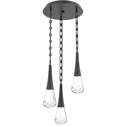 Raindrop LED 16.8 inch Matte Black Multi-Pendant Ceiling Light in 3000K LED, Rectangular Chain