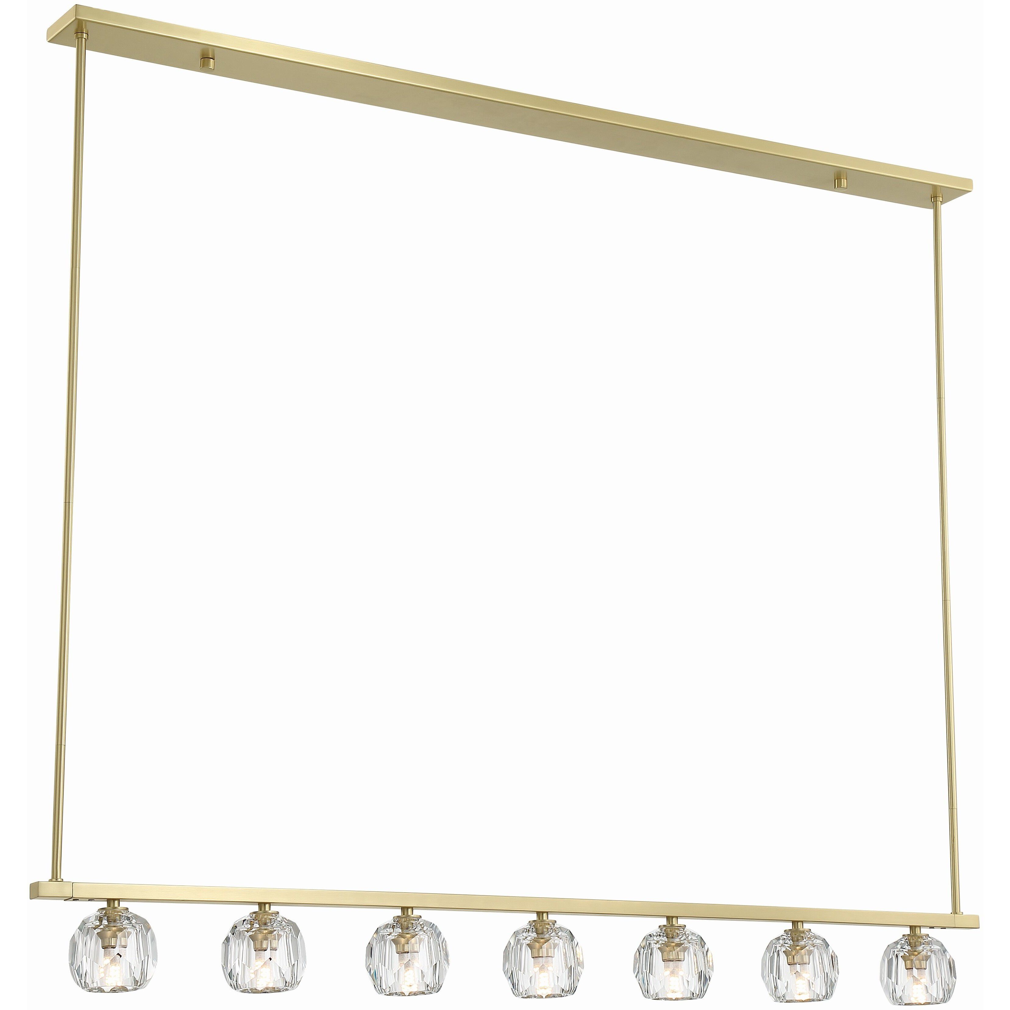 Aragon 7 Light 56 inch Soft Brass Linear Chandelier Ceiling Light