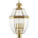 Monterey 4 Light 29 inch Polished Brass Outdoor Post Top Lantern