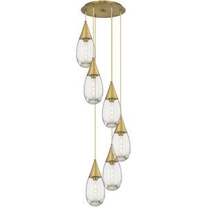 Malone Multi Pendant Ceiling Light in Brushed Brass, Clear Glass