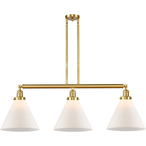 Franklin Restoration X-Large Cone LED 44 inch Satin Gold Island Light Ceiling Light in Matte White Glass, Franklin Restoration