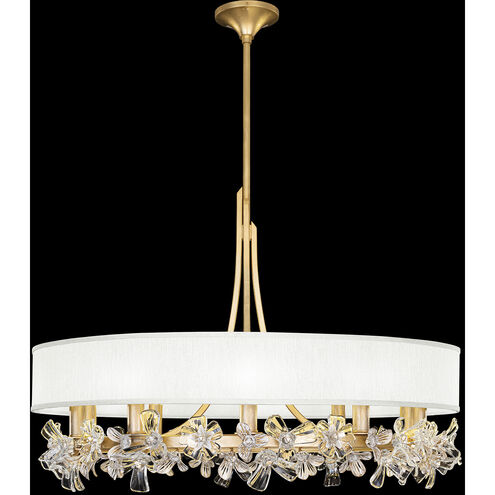 Azu LED 34.5 inch Gold Chandelier Ceiling Light in White Fabric