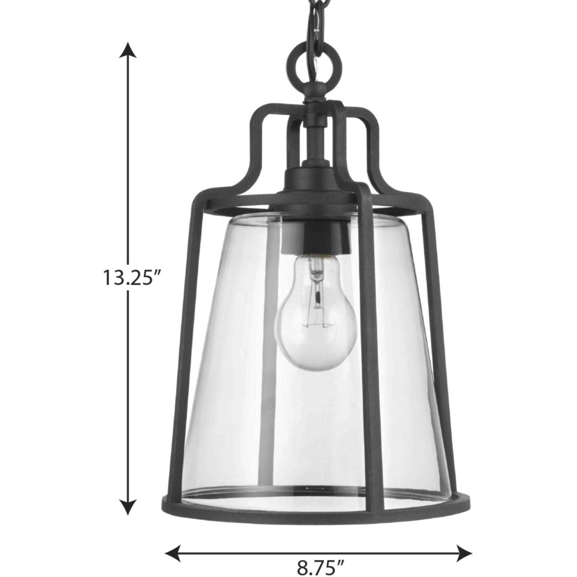 Benton Harbor 1 Light 9 inch Textured Black Outdoor Hanging Lantern, with DURASHIELD