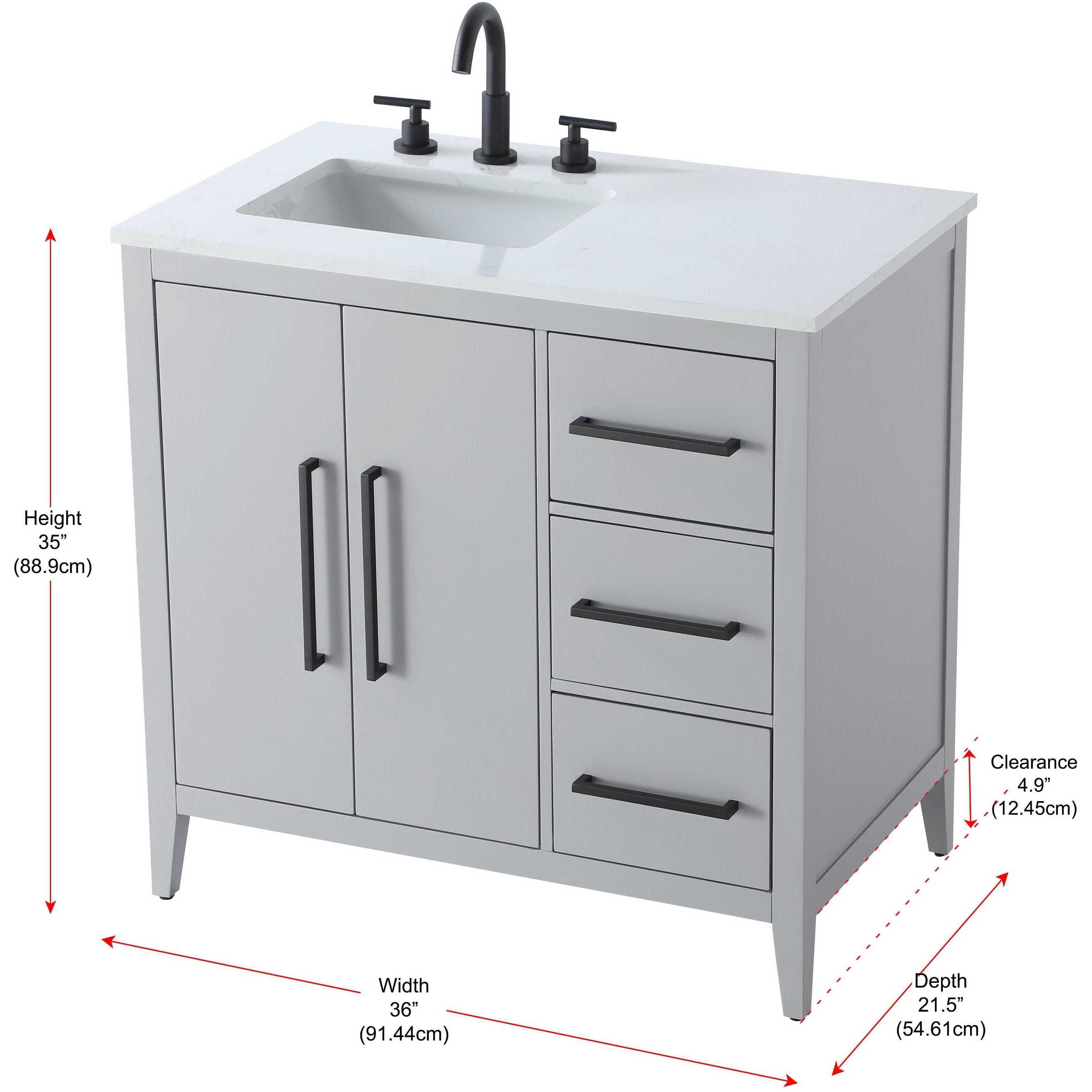 Millie 36 X 35 inch Grey Bathroom Vanity Cabinet
