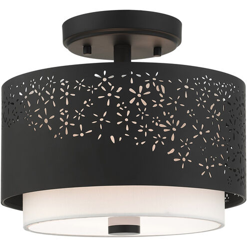 Noria 2 Light 12 inch Black Semi Flush Ceiling Light