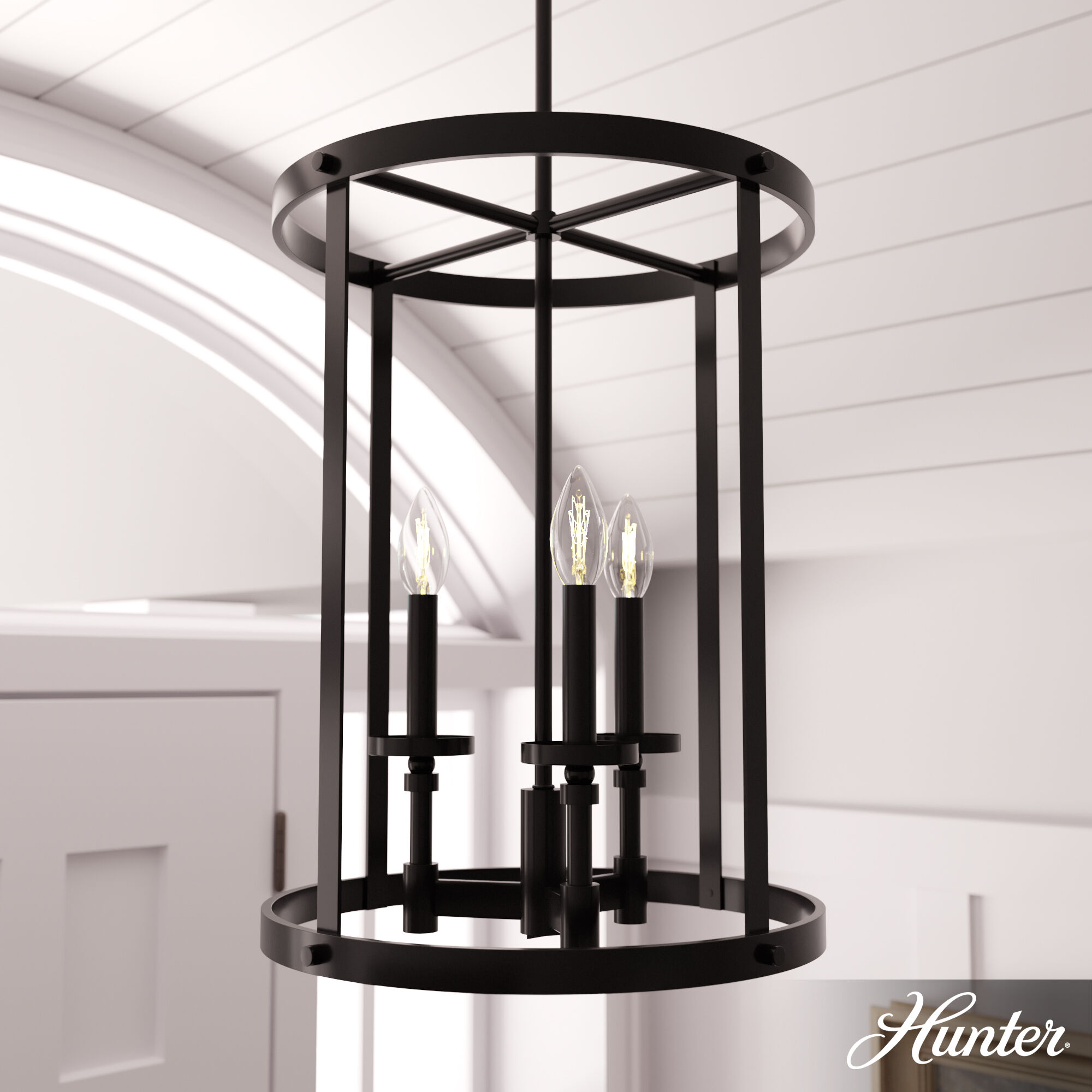 Hunter Briargrove Small Chandelier 3 Light Matte Black