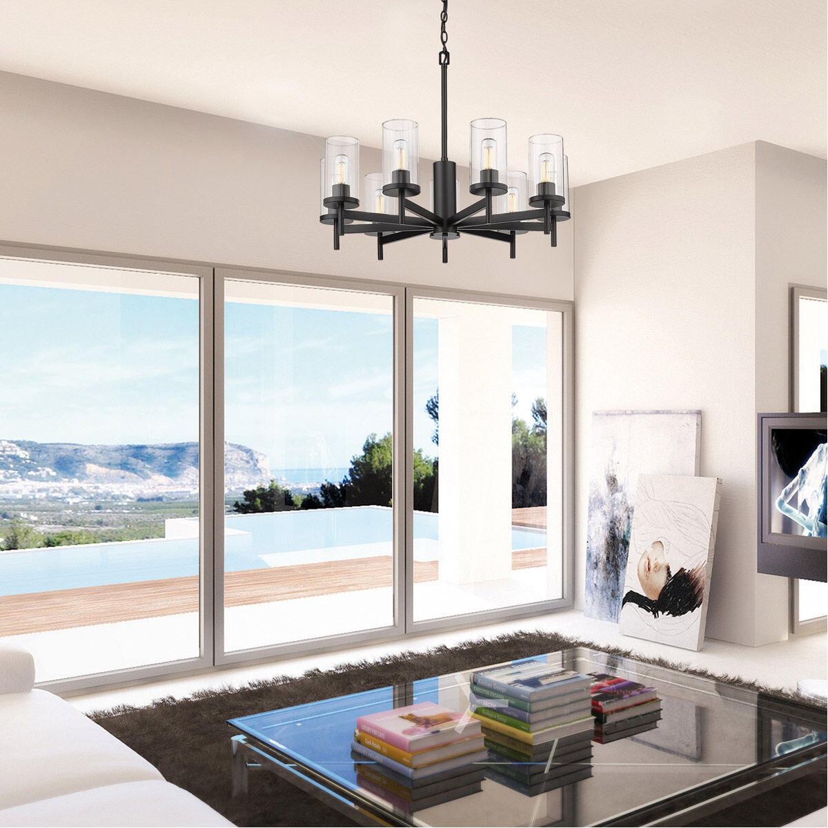 Winslett 9 Light 30 inch Matte Black Chandelier Ceiling Light, Large