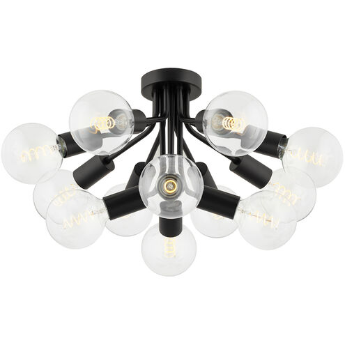 Drea 12 Light 28 inch Soft Black Semi Flush Ceiling Light