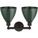 Edison Plymouth Dome 2 Light 17 inch Oil Rubbed Bronze Bath Vanity Light Wall Light in Green