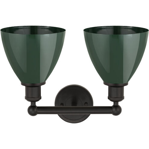 Edison Plymouth Dome 2 Light 17 inch Oil Rubbed Bronze Bath Vanity Light Wall Light in Green