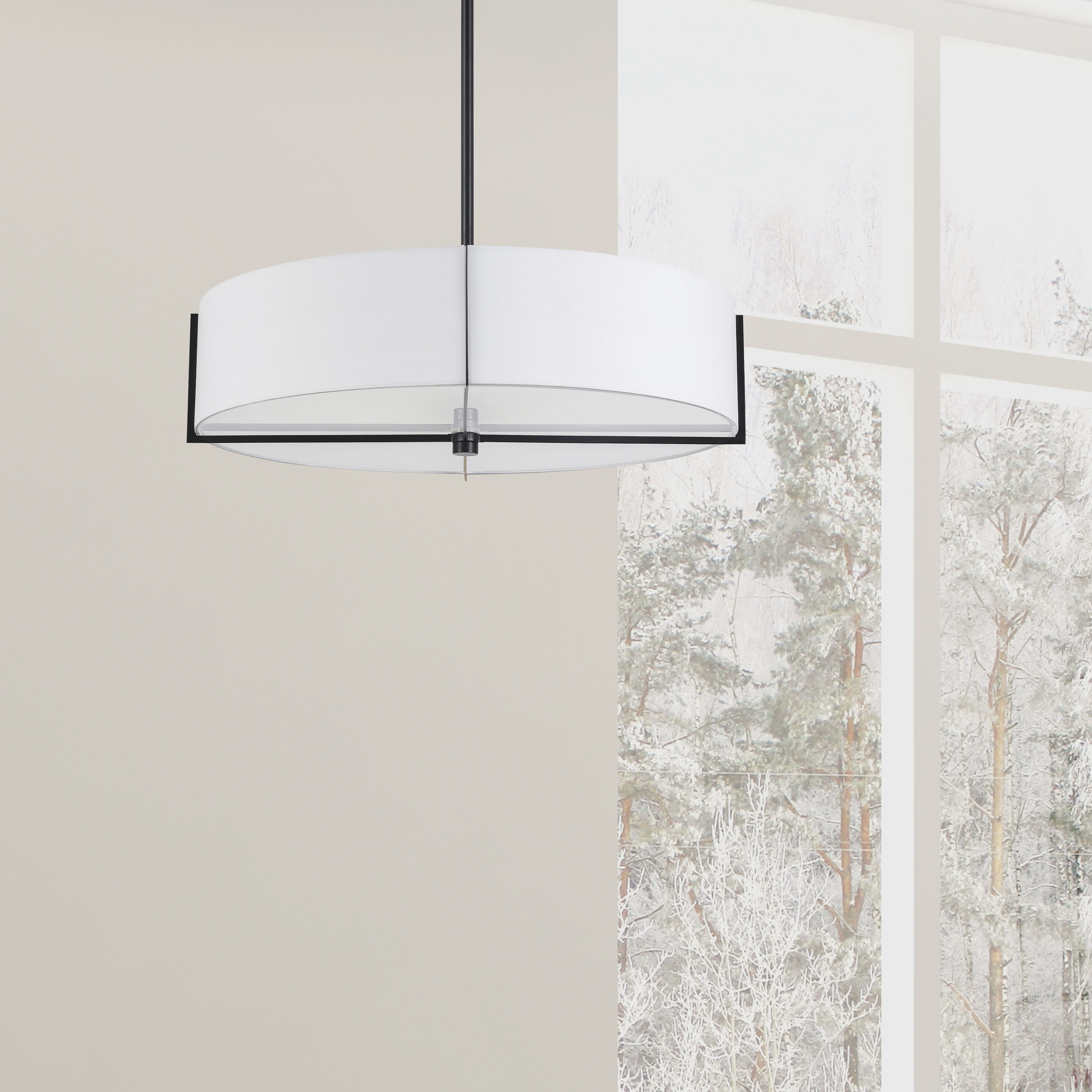 Preston 4 Light 20.75 inch Matte Black with White Pendant Ceiling Light
