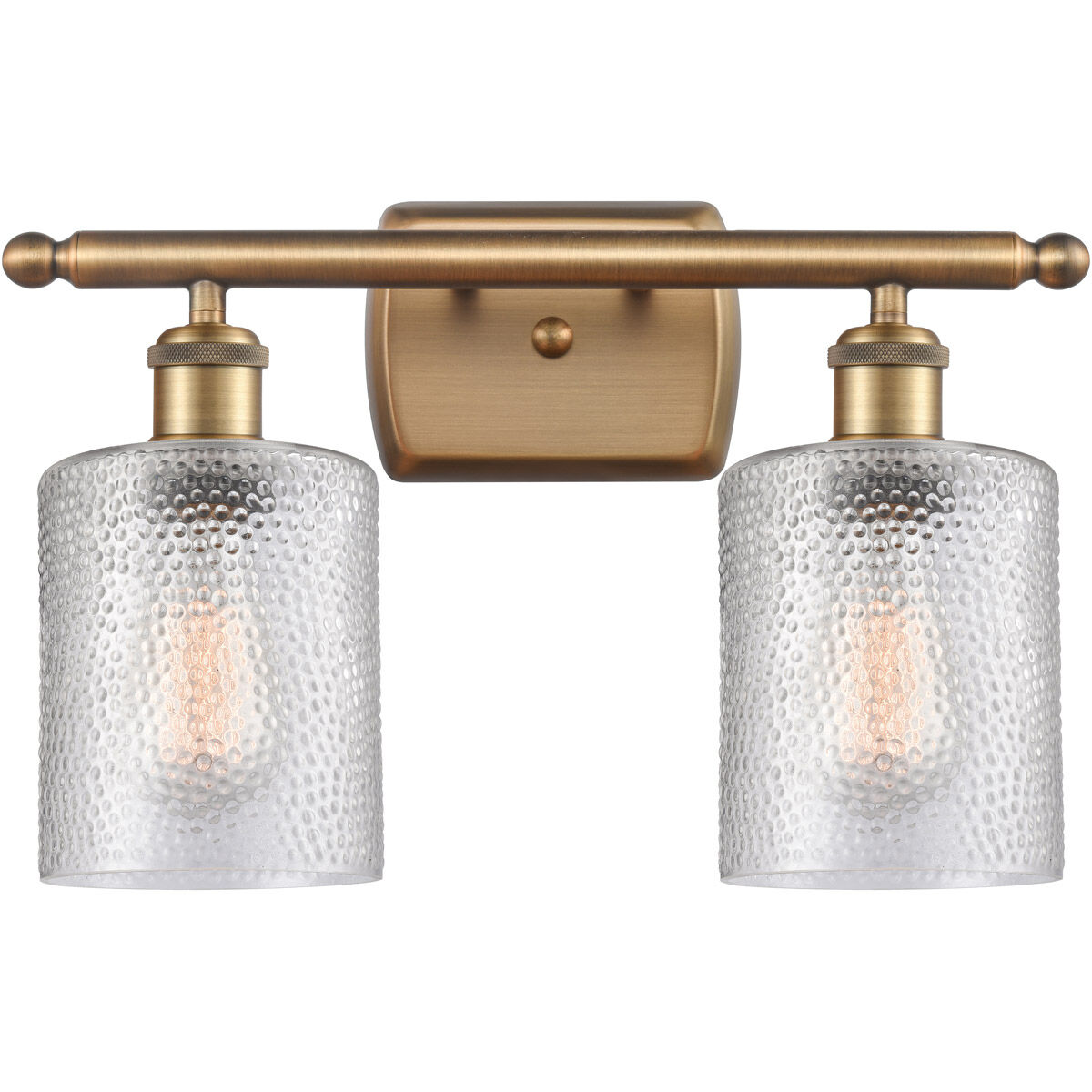 Ballston Cobbleskill 2 Light 16 inch Brushed Brass Bath Vanity Light Wall Light in Clear Glass, Ballston