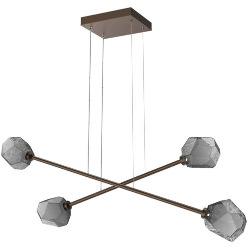 Gem LED Flat Bronze Linear Multi-Pendant Ceiling Light in 3000K LED, Smoke, Double Moda