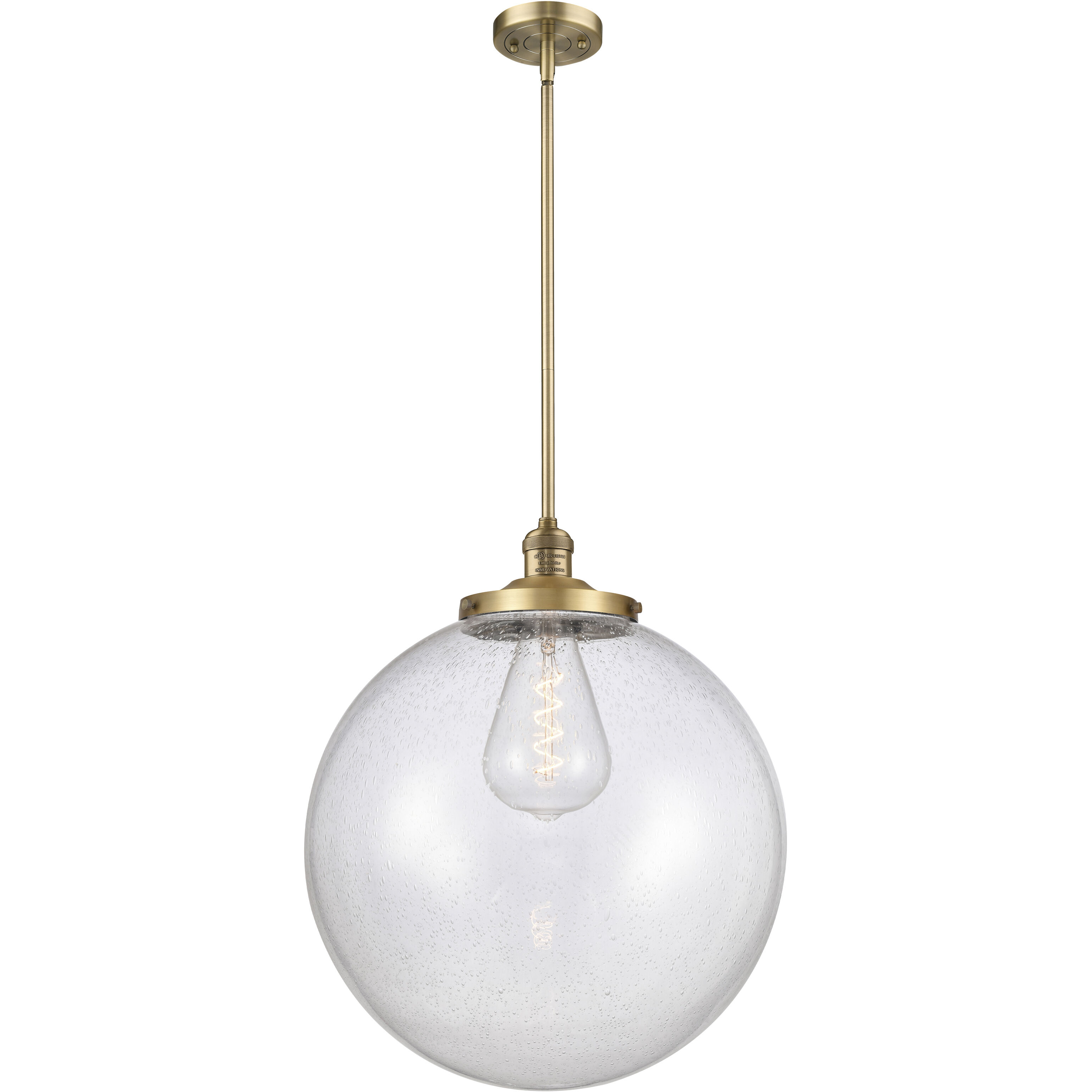 Franklin Restoration Beacon 1 Light 18 inch Brushed Brass Pendant Ceiling Light in Incandescent, Seedy