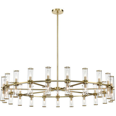 Revolve 42 Light 60.38 inch Clear Glass and Natural Brass Chandelier Ceiling Light