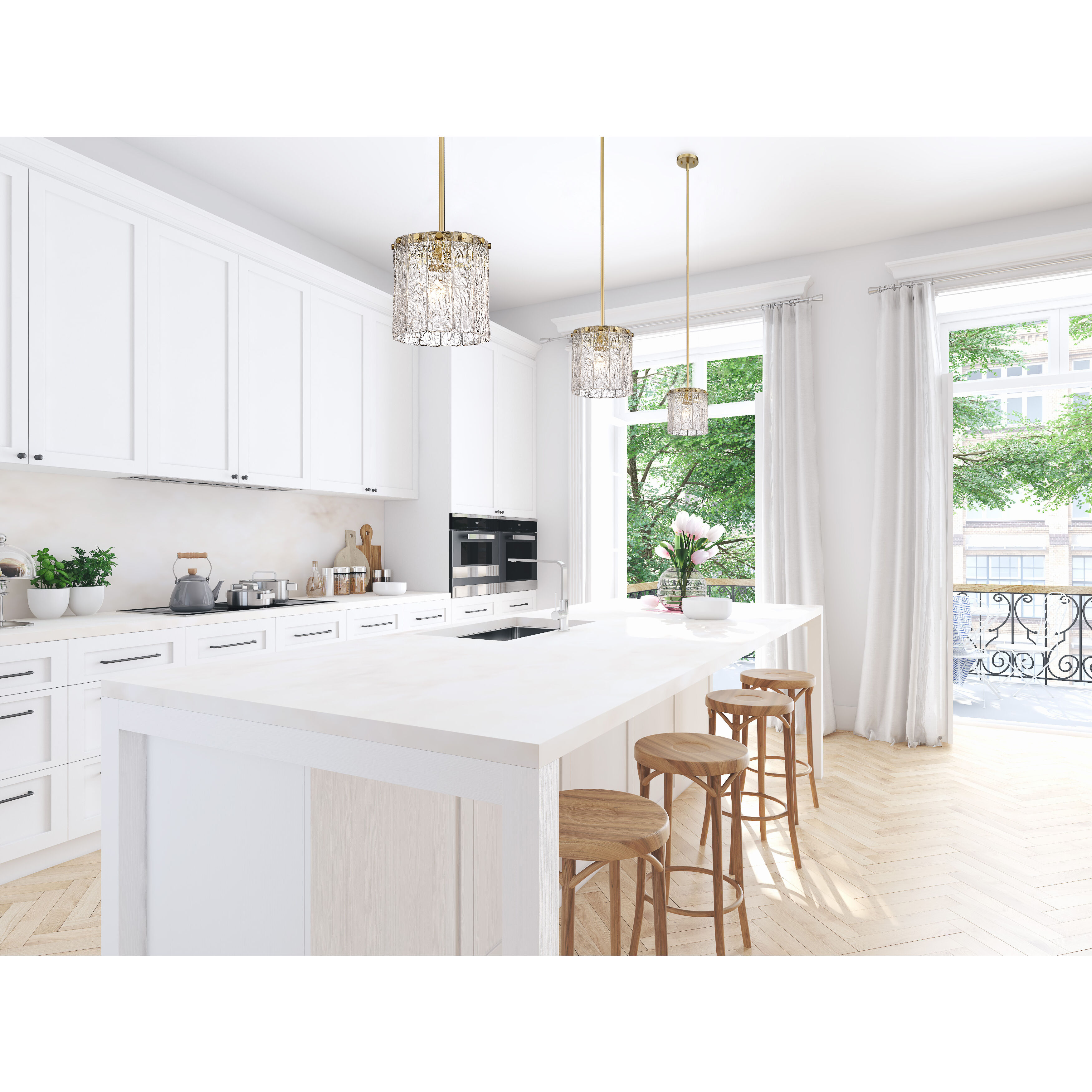 Glacier 1 Light 8.5 inch Modern Gold Pendant Ceiling Light