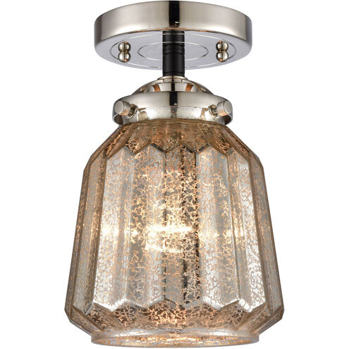 Nouveau Chatham 1 Light 6 inch Black Polished Nickel Semi-Flush Mount Ceiling Light in Mercury Glass, Nouveau