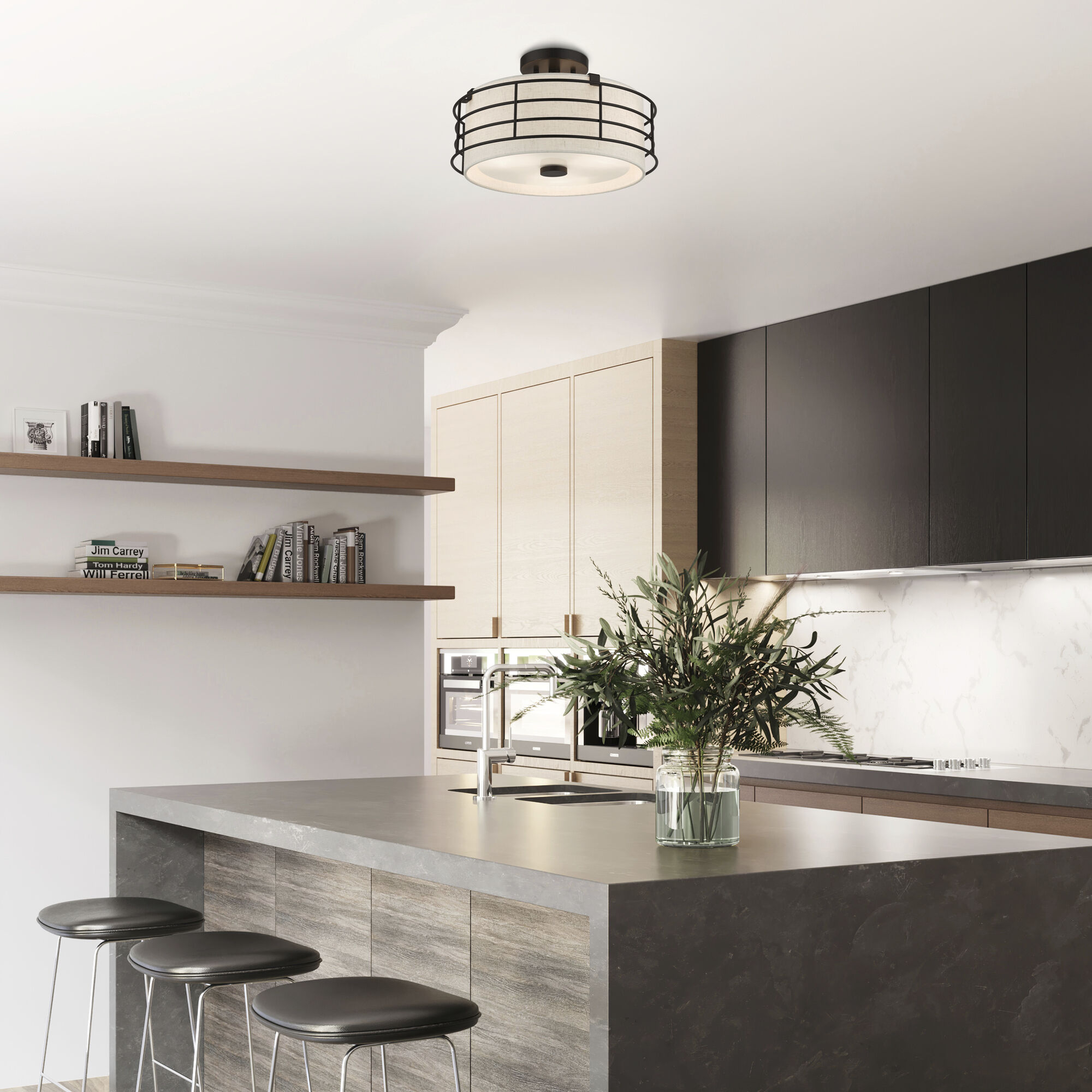 Blanchard 3 Light 15 inch English Bronze Semi Flush Mount Ceiling Light, Large