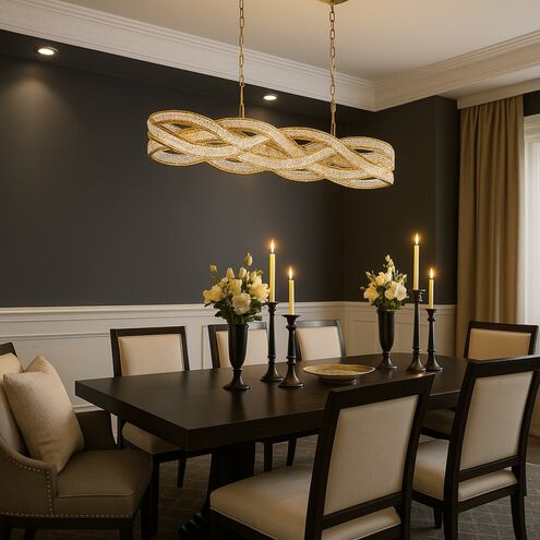 Anastasia 8 Light 47.25 inch Lacquered Gold Linear Chandelier Ceiling Light