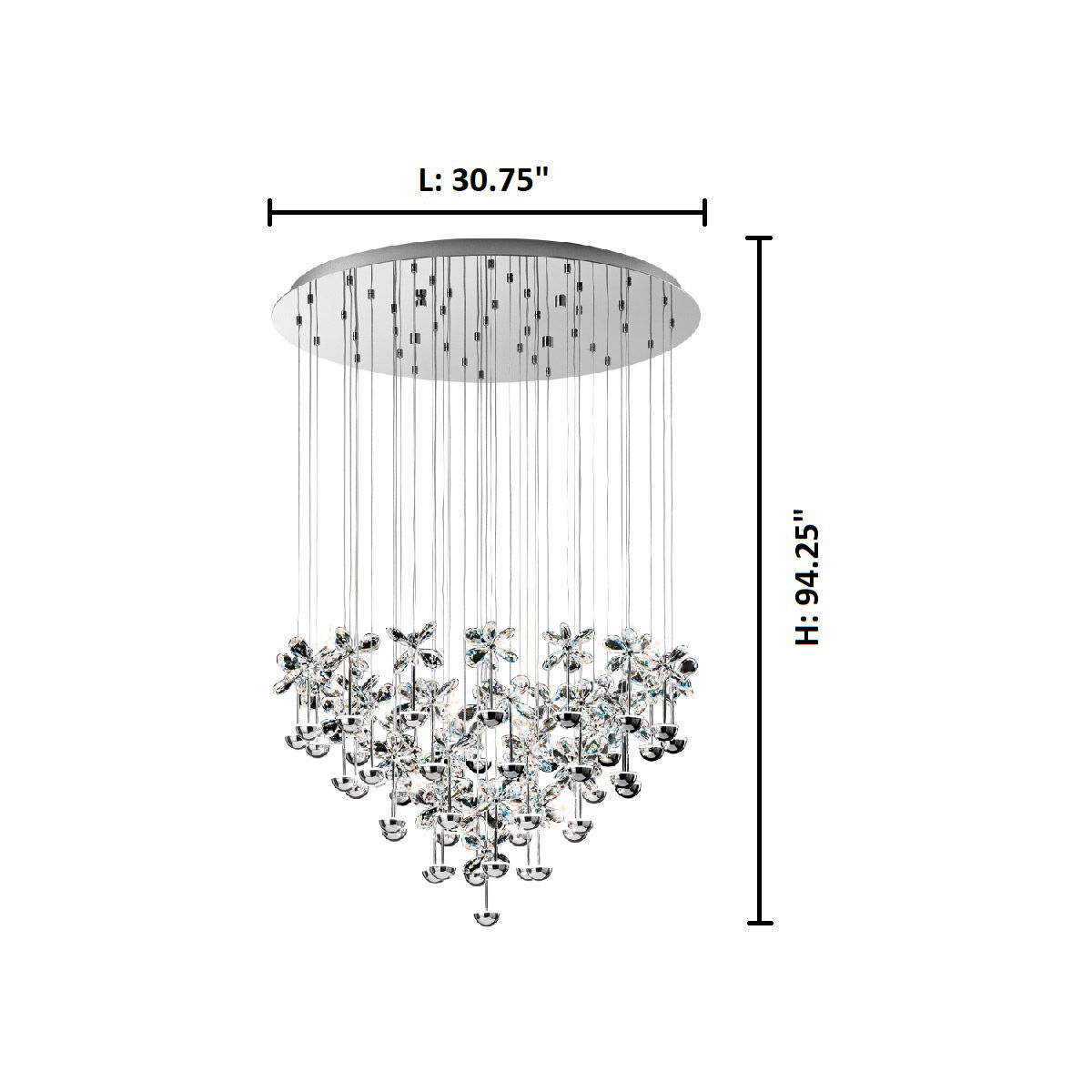 Pianopoli LED 30.75 inch Chrome Multi Light Pendant Ceiling Light
