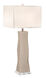 Thumprints Geo 1 Light Table Lamp in Light Ivory with Off White Square Silk Hardback Shade 1219-ASL-2143
