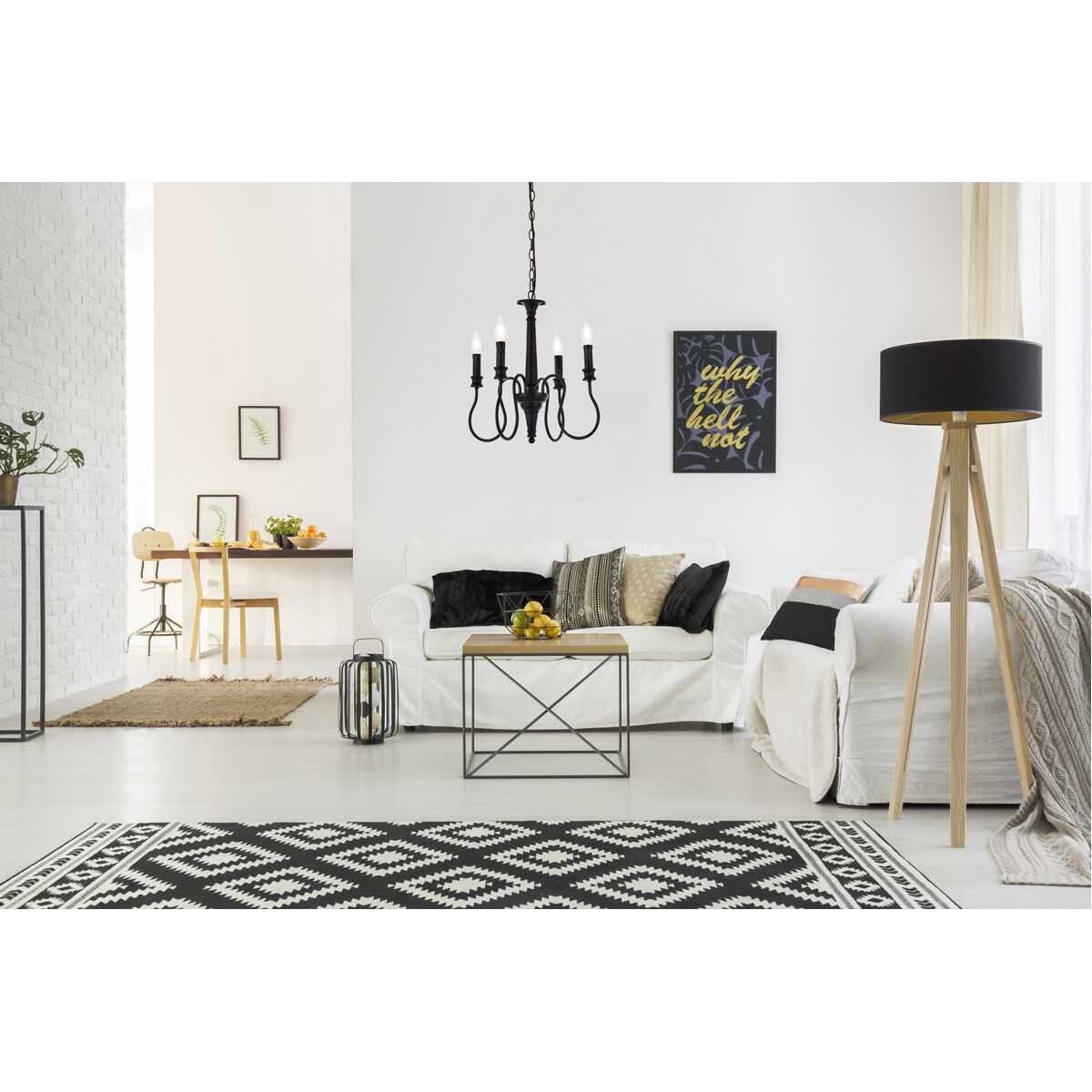 Flynx 4 Light 17 inch Black Pendant Ceiling Light