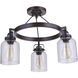 Foxwood 3 Light 22 inch Flat Black with Dark Teak Semi Flush Ceiling Light in Flat Black/Dark Teak