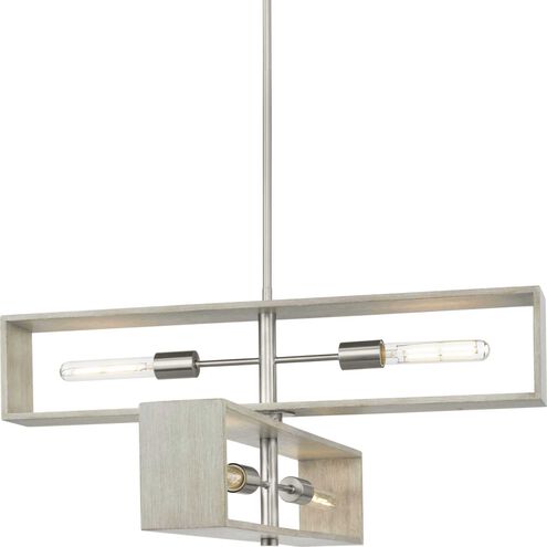 Boundary 4 Light 30 inch Brushed Nickel Chandelier Ceiling Light, Design Series