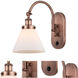 Franklin Restoration Cone LED 8 inch Antique Copper Sconce Wall Light in Matte White Glass