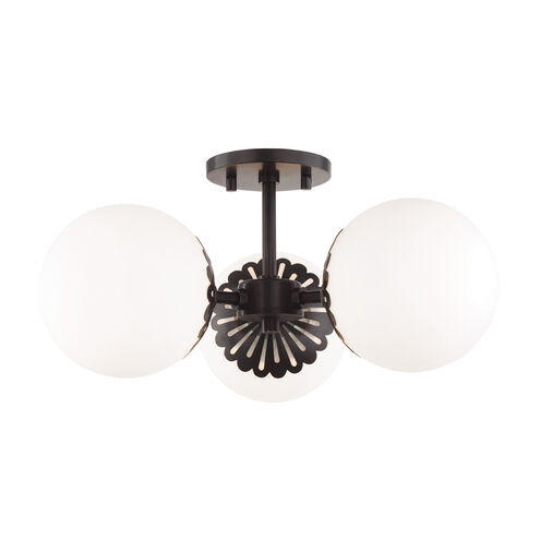 Paige 3 Light 18 inch Old Bronze Semi Flush Ceiling Light