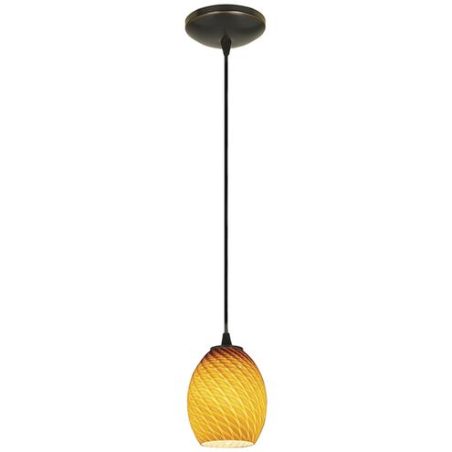 Brandy FireBird 1 Light 6 inch Oil Rubbed Bronze Pendant Ceiling Light in Amber Firebird, Cord