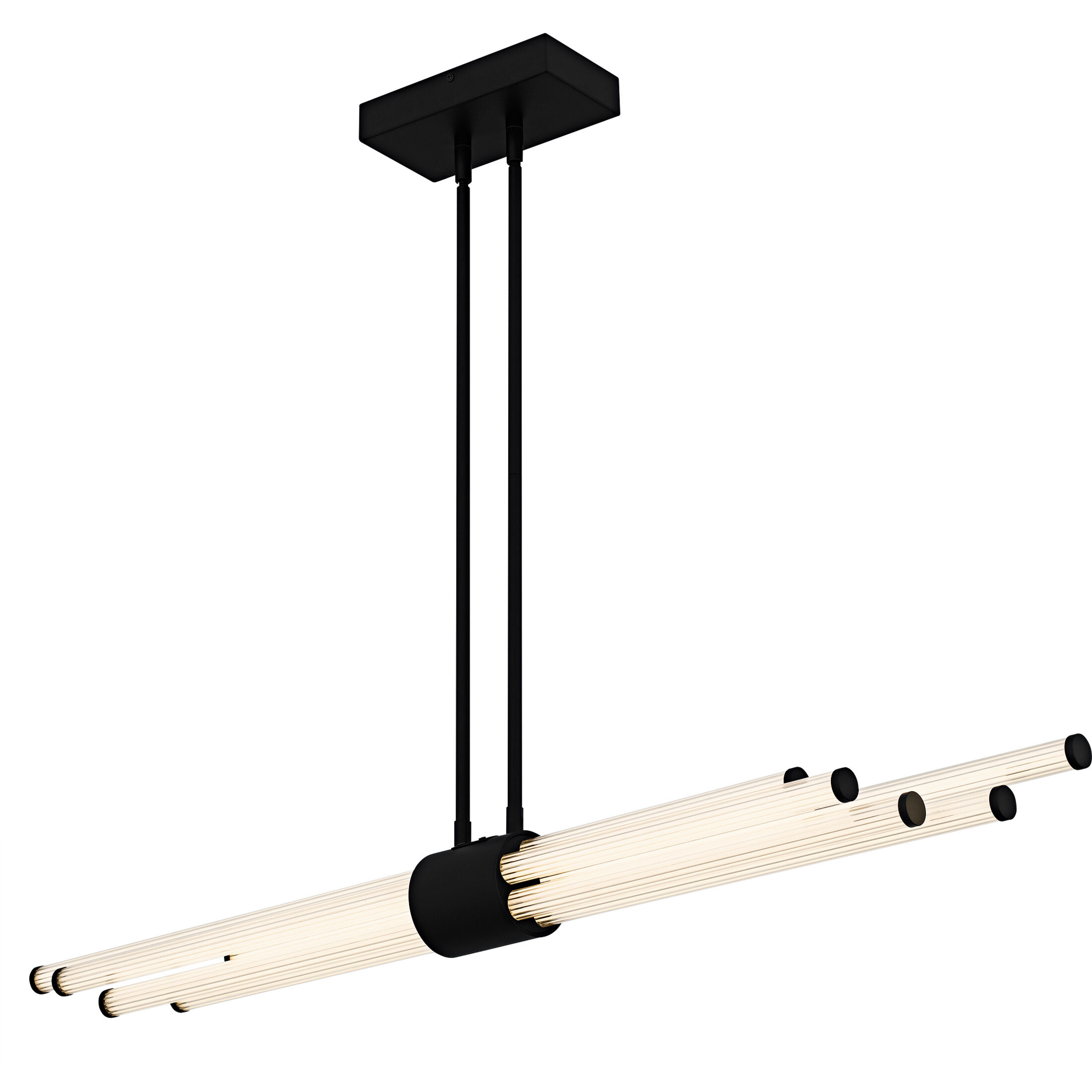 Talbott LED 46 inch Matte Black Linear Chandelier Ceiling Light, Large