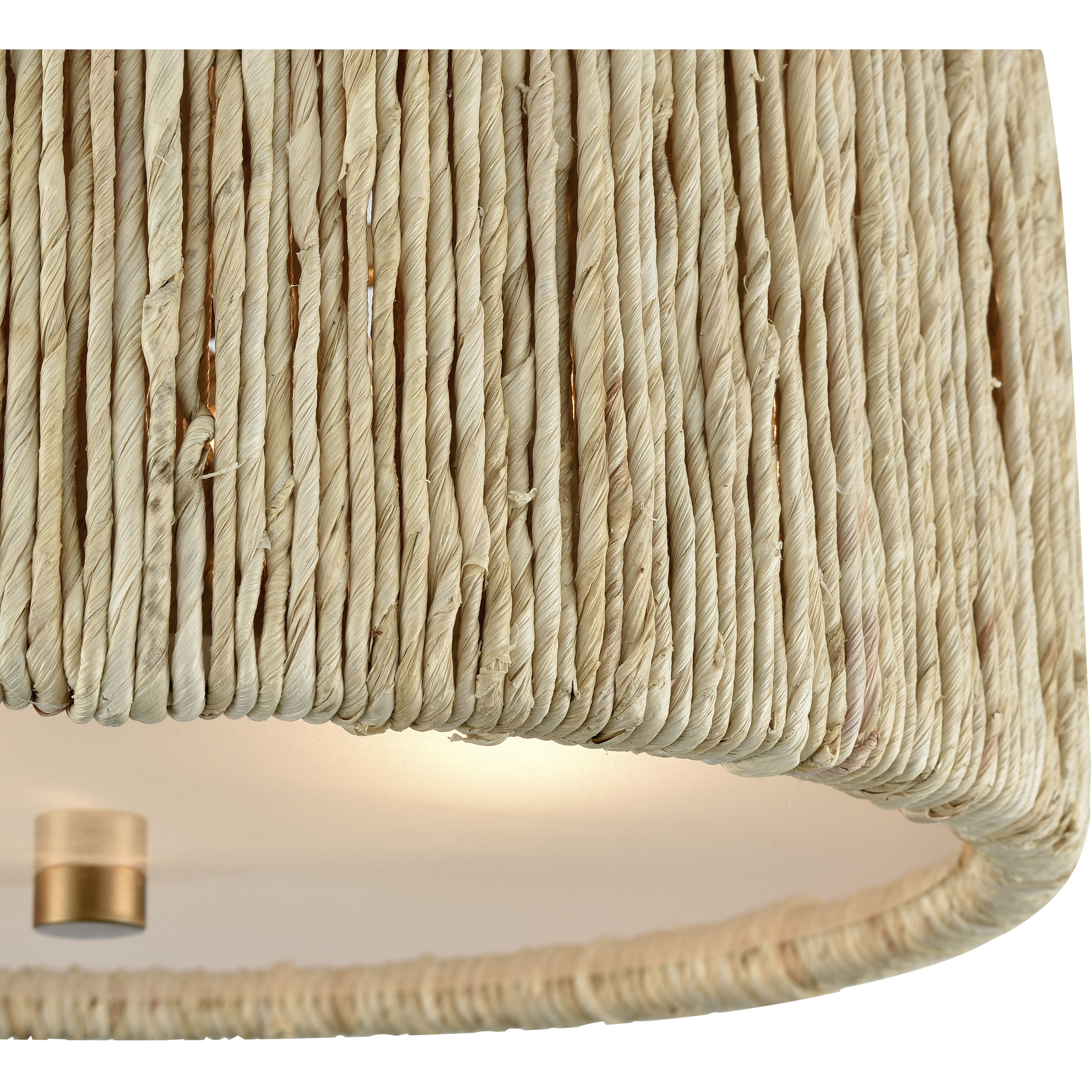 Abaca 2 Light 14 inch Satin Brass Semi Flush Mount Ceiling Light