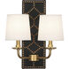 Williamsburg Lightfoot 2 Light 13.5 inch Blacksmith Black Wall Sconce Wall Light in Aged Brass