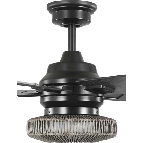 Schaal 52 inch Matte Black with Matte Black/Rustic Charcoal Blades Ceiling Fan, Progress LED